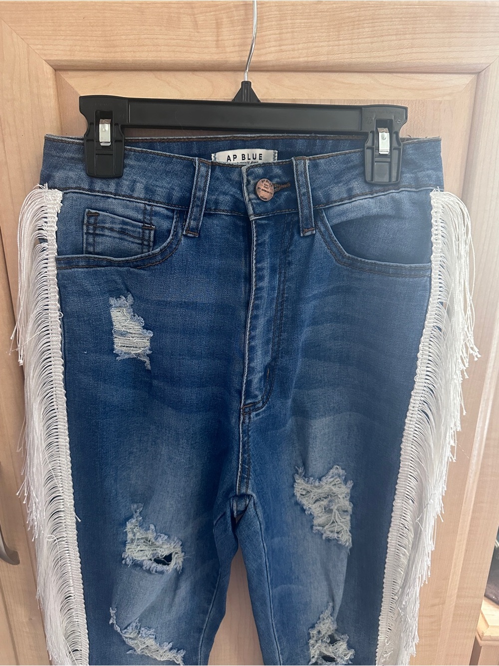 Fringe-Trim Jeans